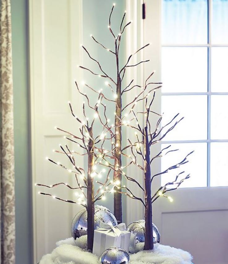 Lighted Display Trees - Set of 3 Brown Twig