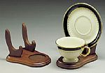 Cup and Saucer Holder Set of 4 - Wood - Tea Cup and Plate Stand